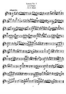 Sonata for Flute and Basso Continuo No.1 in D Major: Solo part by Johann Christoph Friedrich Bach