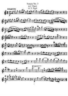 Sonata for Flute and Basso Continuo No.3 in C Major: Solo part by Johann Christoph Friedrich Bach