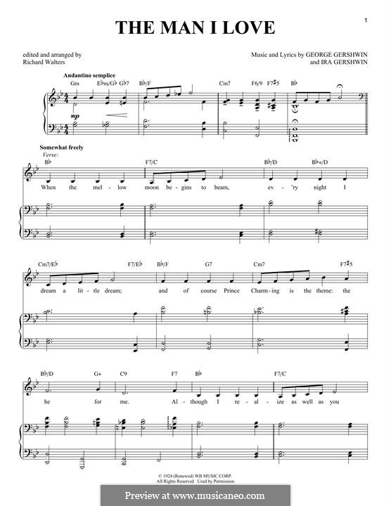 The Man I Love: For voice and piano by George Gershwin