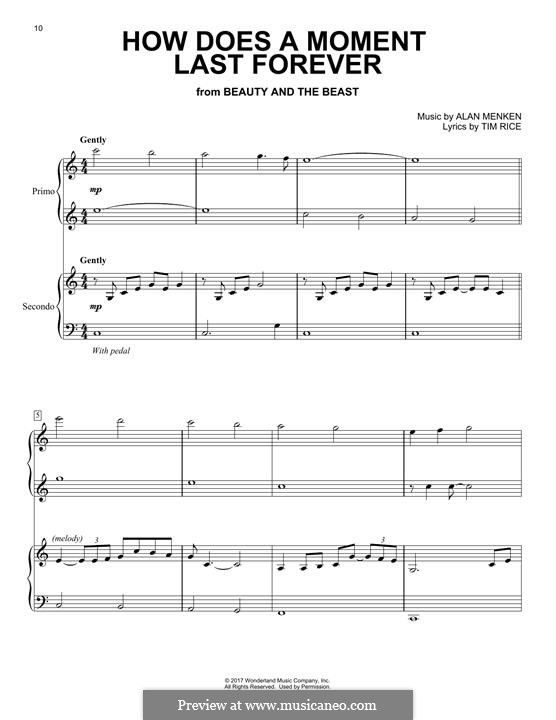 How Does a Moment Last Forever (Celine Dion): For piano by Alan Menken