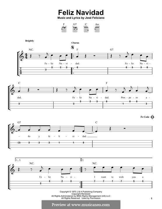 Feliz Navidad: For ukulele by José Feliciano