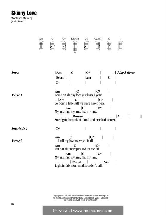 Skinny Love (Bon Iver): Lyrics and chords by Justin Vernon