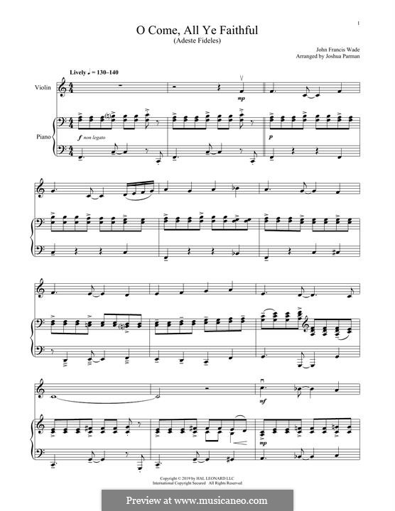 Instrumental version (Printable scores): For violin and piano by John Francis Wade