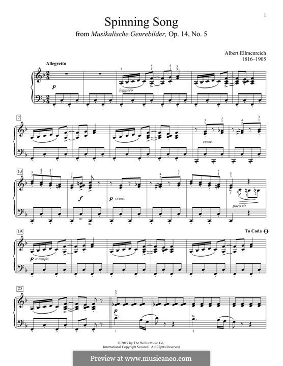 The Spinning Song: For piano by Albert Ellmenreich