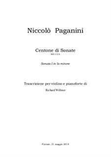 Centone di sonate. Eighteen Sonatas for Violin and Guitar, MS 112 Op.64: Sonata No.1 in a minor, Op.17 by Niccolò Paganini
