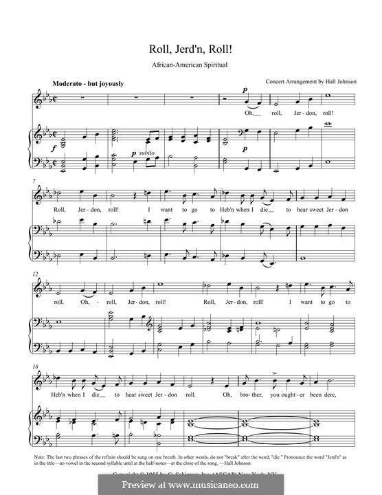 Roll, Jordan, Roll!: For voice and piano (E-flat) by folklore
