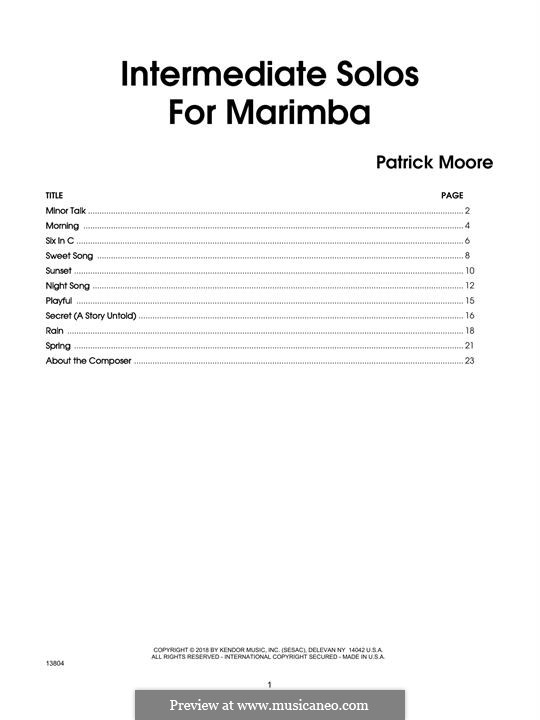 Intermediate Solos for Marimba: Intermediate Solos for Marimba by Patrick Moore