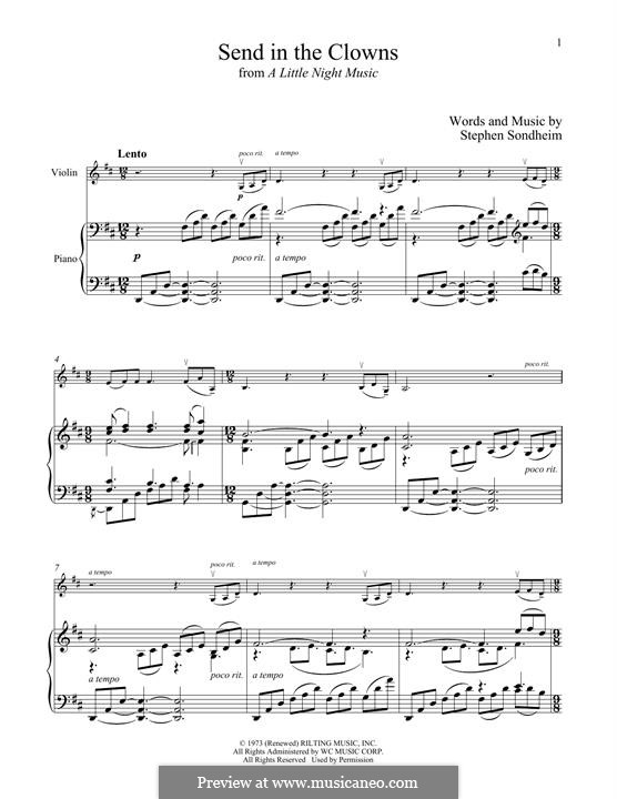 Send in the Clowns (from A Little Night Music): For violin and piano by Stephen Sondheim