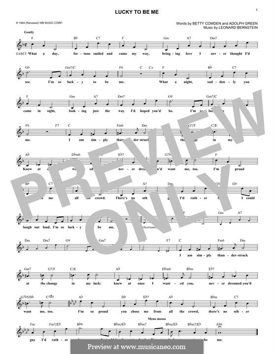 Lucky To Be Me (from On The Town): Melody line by Leonard Bernstein, Adolph Green