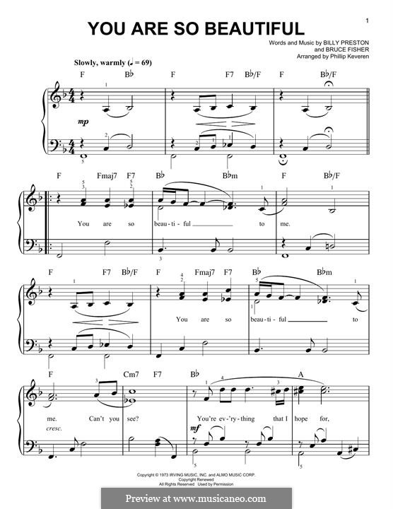 You Are So Beautiful (Joe Cocker): For piano by Billy Preston, Bruce Fisher