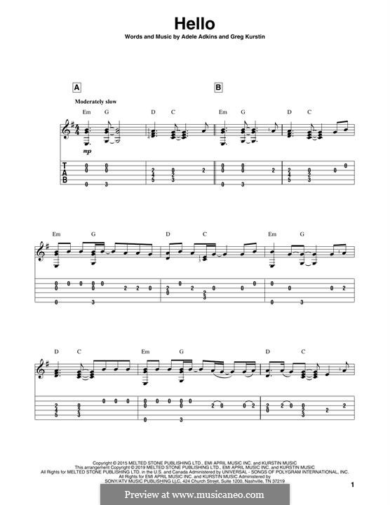 Instrumental version: For guitar by Adele, Greg Kurstin