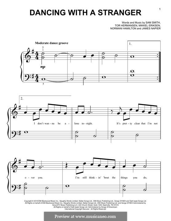 Dancing with a Stranger (Sam Smith & Normani): For piano by Mikkel Storleer Eriksen, Sam Smith, Tor Erik Hermansen, James Napier, Normani Hamilton