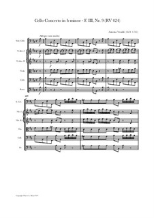Concerto for Cello and Strings in B Minor, RV 424: Score, parts by Antonio Vivaldi