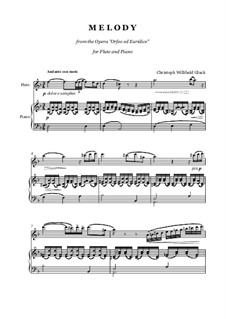 Melody: For flute and piano by Christoph Willibald Gluck