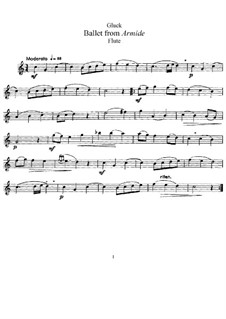 Armide, Wq.45: Ballet, for flute and piano – solo part by Christoph Willibald Gluck