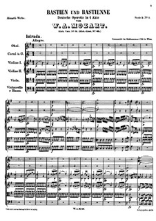 Bastien and Bastienne, K.50: Full score by Wolfgang Amadeus Mozart