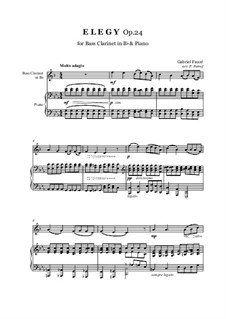 Elegy, Op.24: For bass clarinet in Bb and piano by Gabriel Fauré