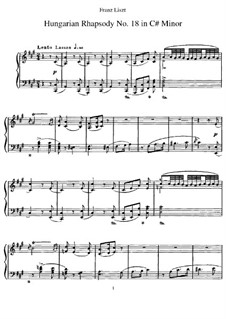 No.18 in F Sharp Minor, S.244: For piano by Franz Liszt