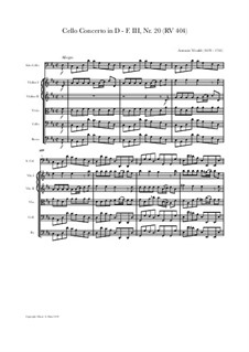 Concerto for Cello and Strings in D Major, RV 404: Score, parts by Antonio Vivaldi