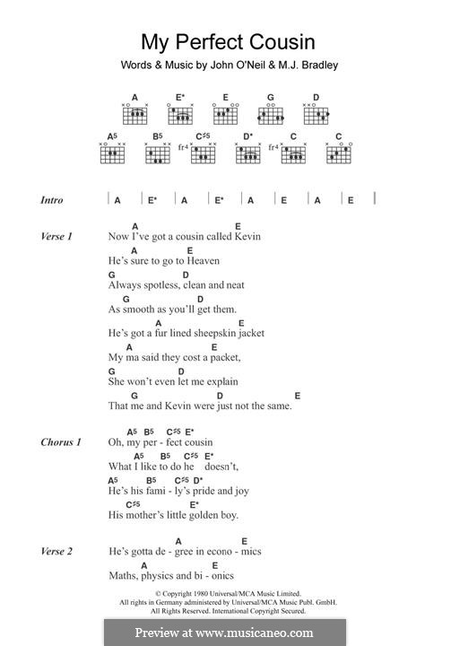 My Perfect Cousin (The Undertones): Lyrics and chords by John O'Neil, M.J. Bradley