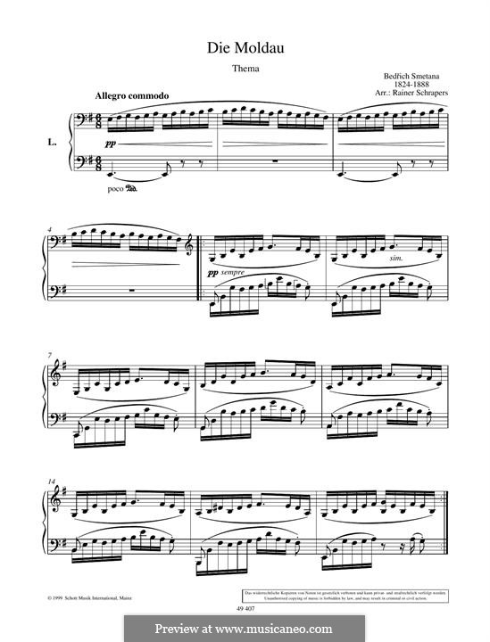 Vltava, T.111: Theme, for piano by Bedřich Smetana