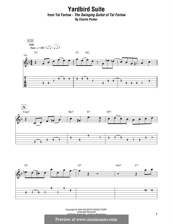 Yardbird Suite: For guitar by Charlie Parker