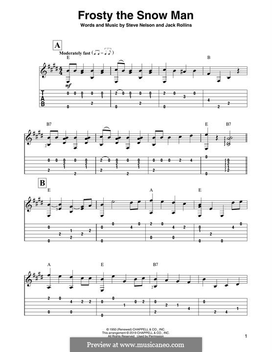 Frosty the Snow Man: For guitar by Jack Rollins, Steve Nelson