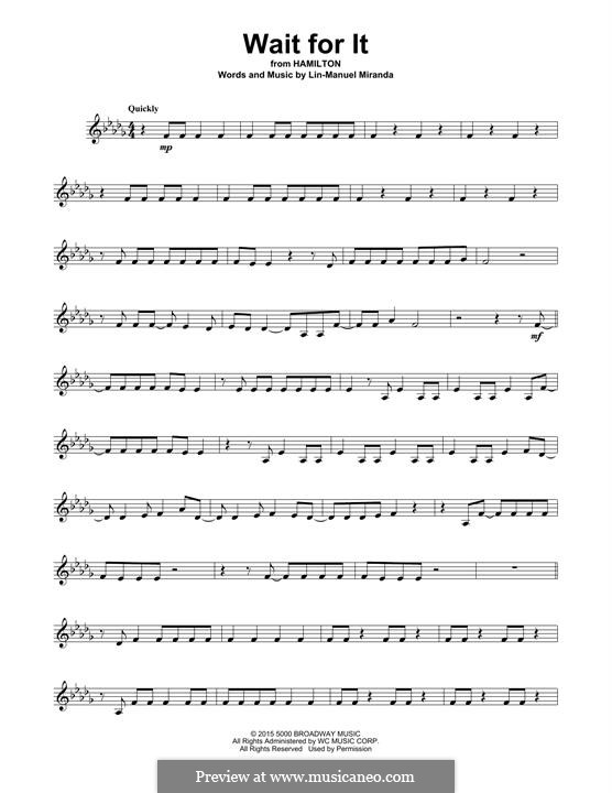Wait for It (from 'Hamilton'): For violin by Lin-Manuel Miranda