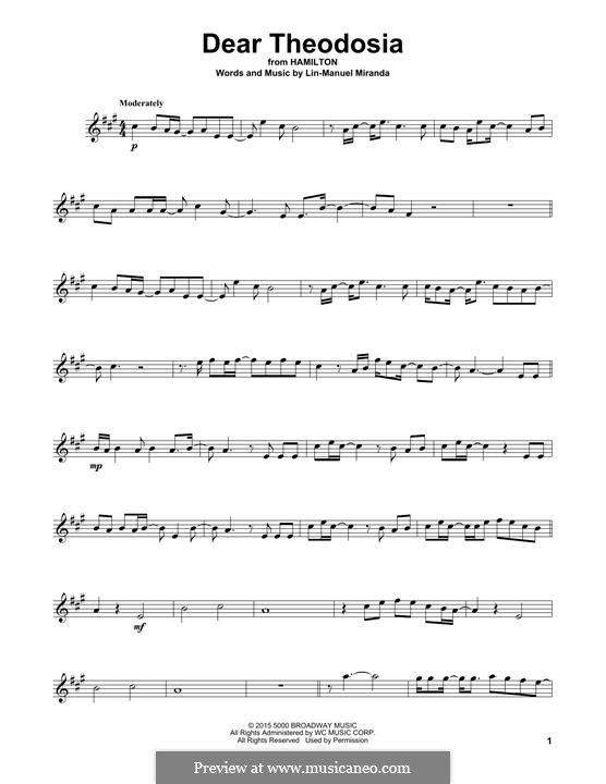Dear Theodosia (from Hamilton): For violin by Lin-Manuel Miranda