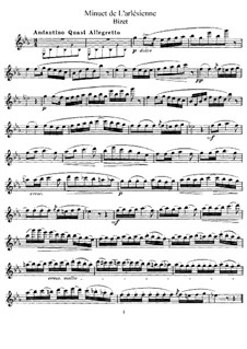 Suite II: Minuet, for flute and piano – flute part by Georges Bizet