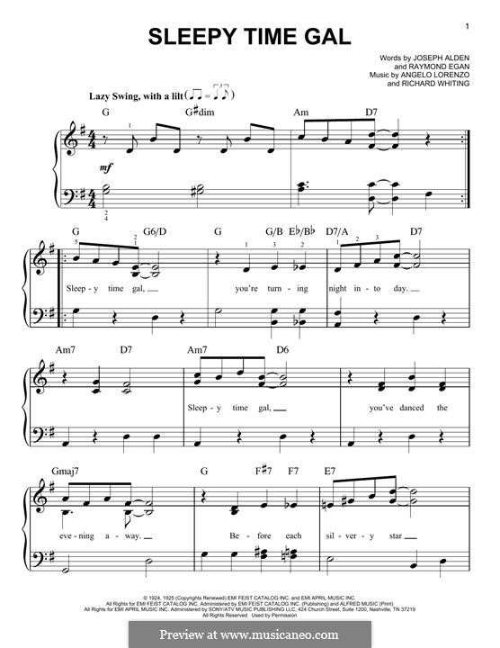 Sleepy Time Gal: For piano by Richard A. Whiting, Ange Lorenzo