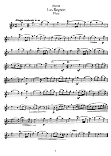 Les Regrets for Flute and Piano: Solo part by Michel Blavet