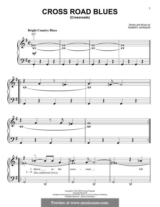 Sheet Music - Pender's Music Co.. Cross Road Blues (Crossroads)