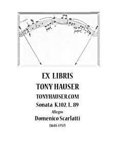 Sonata No.89 in G Minor, K.102 L.89 P.88: For guitar by Domenico Scarlatti