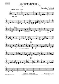 Moto Perpetuo for Violin and Piano in C Major, Op.11: Version for 2 violins by Niccolò Paganini