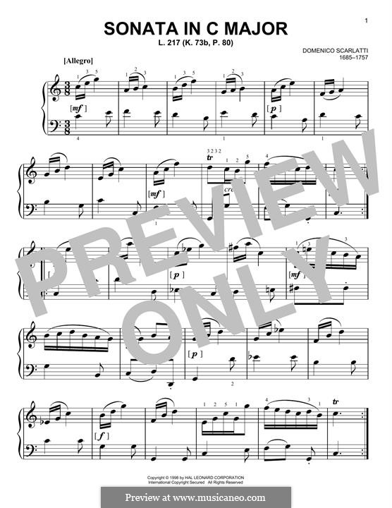 Sonata No.217 in C Minor, K.73 L.217 P.80: For piano by Domenico Scarlatti