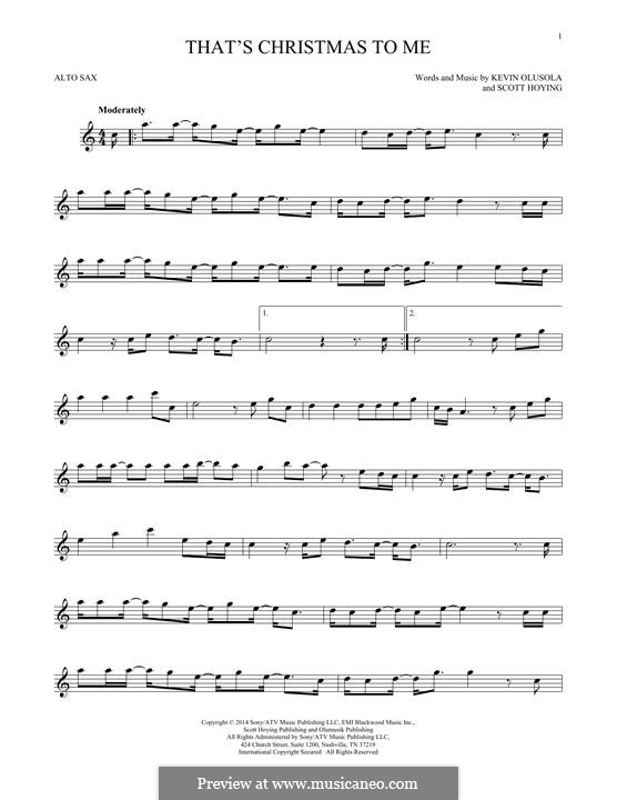 That's Christmas To Me (Pentatonix): For alto saxophone by Scott Hoying, Kevin Olusola