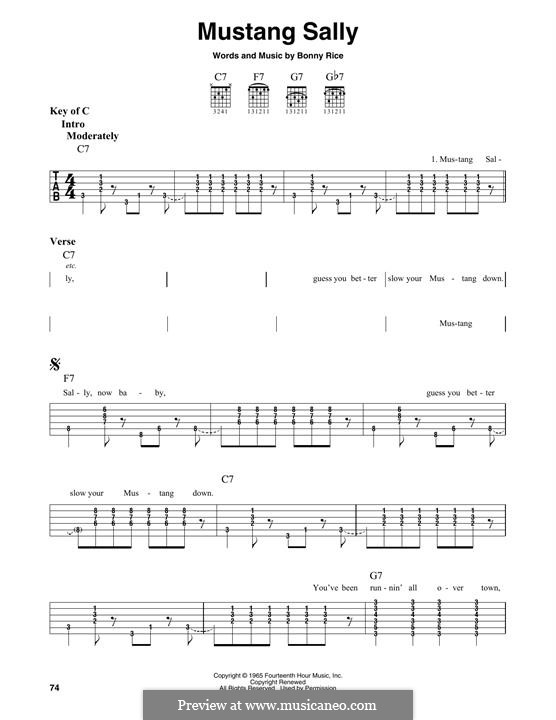 Mustang Sally: For guitar by Bonny Rice