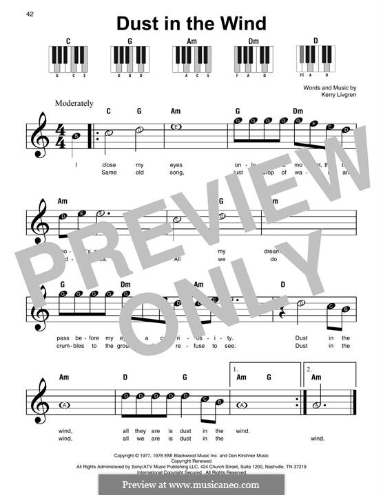 Dust in the Wind (Kansas): For piano by Kerry Livgren