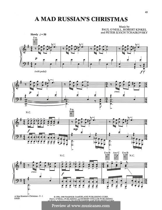 A Mad Russian's Christmas (Trans-Siberian Orchestra): For piano by Pyotr Tchaikovsky, Paul O'Neill, Robert Kinkel