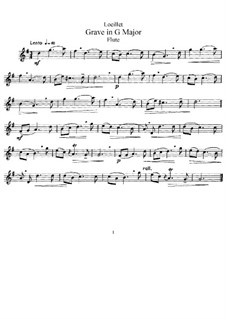 Grave in G Major: For flute and piano – flute part by Jean Baptiste Loeillet de Gant
