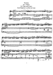 Sonata for Recorder and Basso Continuo in C Major: Version for flute and piano by Jean Baptiste Loeillet de Gant
