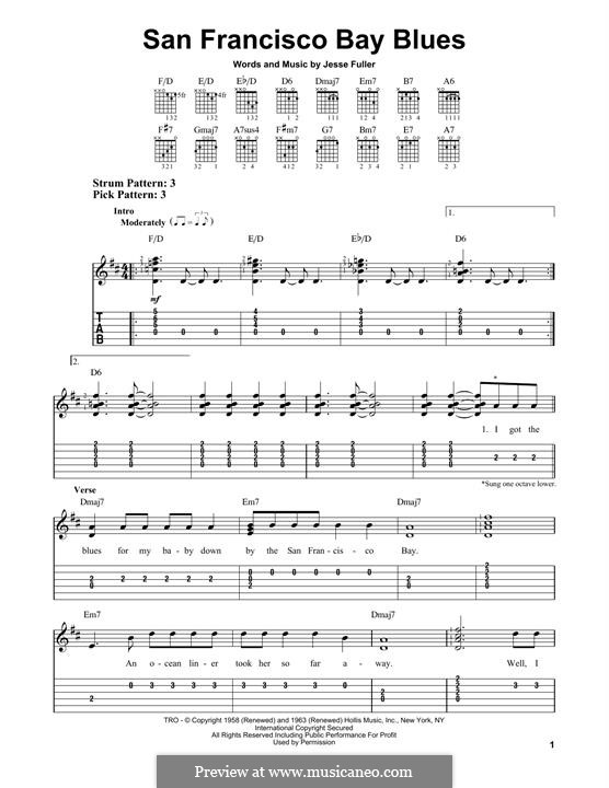 San Francisco Bay Blues: For guitar by Jesse Fuller