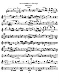 D'un matin de printemps: For flute (or violin) and piano – flute part by Lili Boulanger