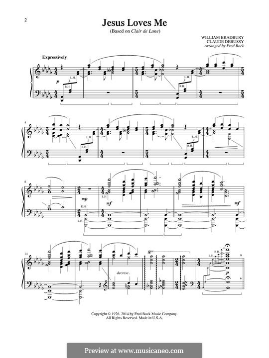 Jesus Loves Me (with Clair de Lune): Jesus Loves Me (with Clair de Lune) by Claude Debussy, William Batchelder Bradbury