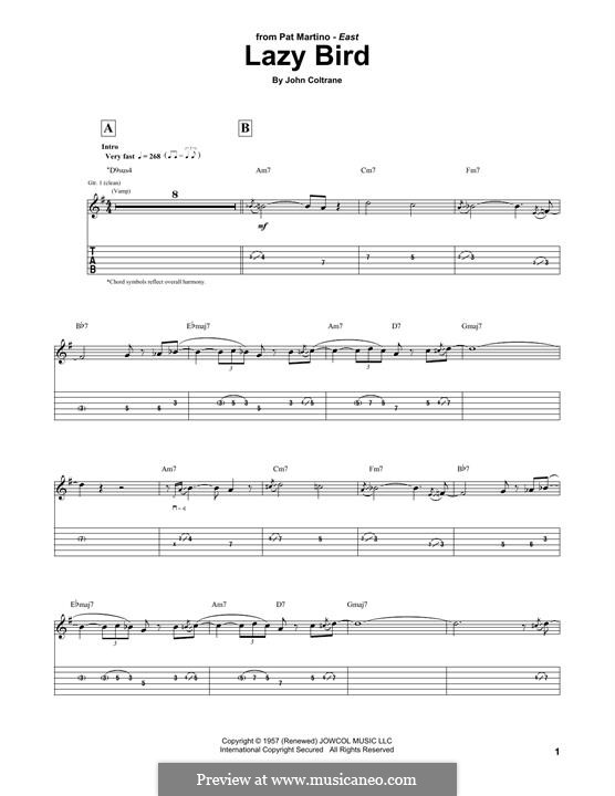 Lazy Bird (Pat Martino): For guitar by John Coltrane