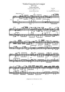 Concerto for Harpsichord and Strings No.4 in A Major, BWV 1055: Version for violin and piano by Johann Sebastian Bach