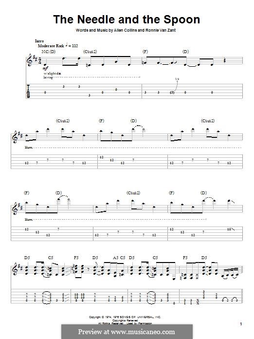 The Needle and The Spoon (Lynyrd Skynyrd): For guitar with tab by Allen Collins, Ronnie Van Zant