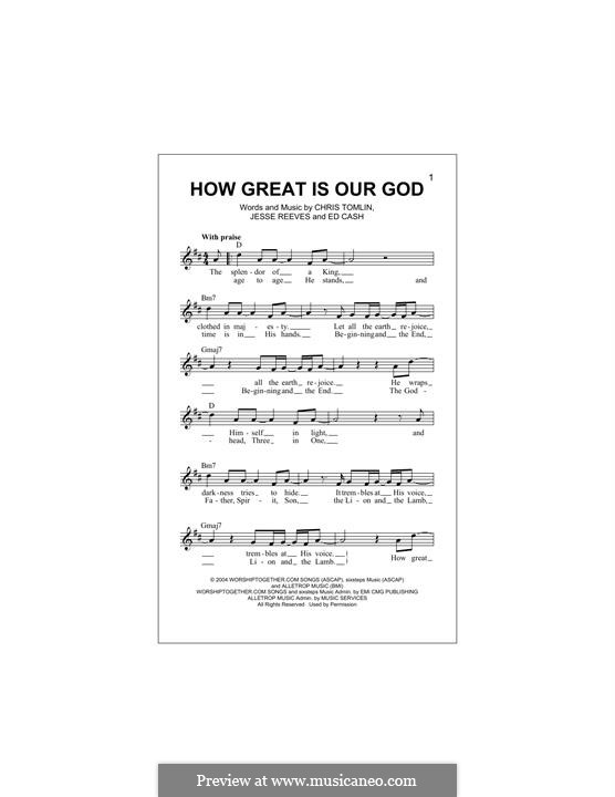 How Great Is Our God: Melody line by Chris Tomlin, Ed Cash, Jesse Reeves