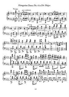 Dance No.6 in D Flat Major: For piano by Johannes Brahms